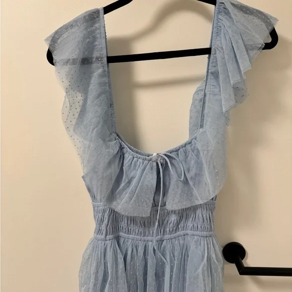 Blue Ruffled Maxi Dress - Picture 3 of 11